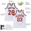 Custom White Orange-Black Authentic Throwback Basketball Jersey