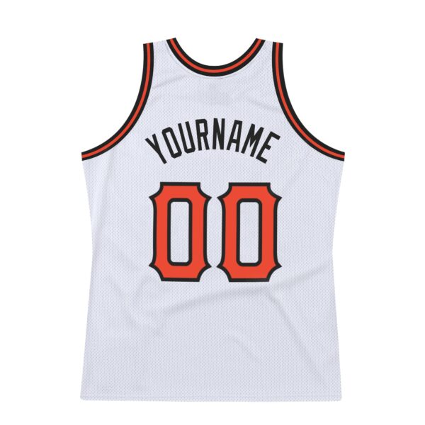 Custom White Orange-Black Authentic Throwback Basketball Jersey