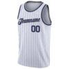 Custom White Navy Pinstripe Navy-Gray Authentic Basketball Jersey