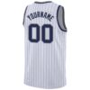 Custom White Navy Pinstripe Navy-Gray Authentic Basketball Jersey