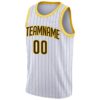 Custom White Brown Pinstripe Brown-Gold Authentic Basketball Jersey