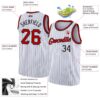 Custom White Black Pinstripe Red-Black Authentic Basketball Jersey