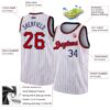 Custom White Navy Pinstripe Red-Navy Authentic Basketball Jersey