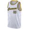 Custom White Navy Pinstripe Navy-Gold Authentic Basketball Jersey