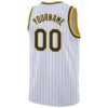 Custom White Navy Pinstripe Navy-Gold Authentic Basketball Jersey