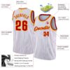 Custom White Red Pinstripe Red-Gold Authentic Basketball Jersey