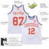 Custom White Orange-Royal Authentic Throwback Basketball Jersey
