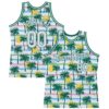 Custom White White-Kelly Green 3D Pattern Hawaii Palm Trees Authentic Basketball Jersey