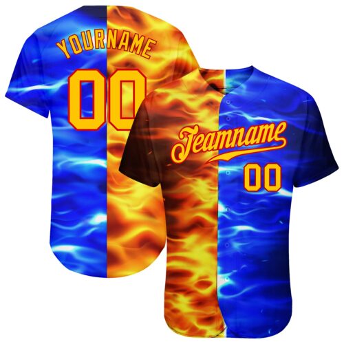 3DPattern0063 Custom 3D Pattern Design Flame Burning Red Hot Sparks BBQ Season Authentic Baseball Jersey