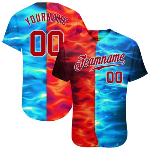 3DPattern0065 Custom 3D Pattern Design Flame Burning Red Hot Sparks BBQ Season Authentic Baseball Jersey