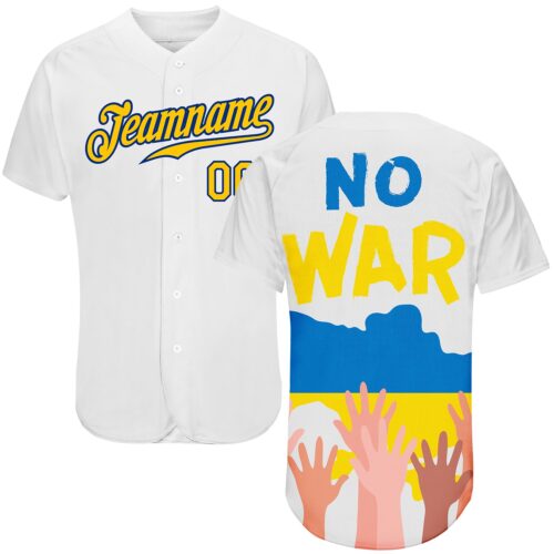 3DPattern0069 Custom 3D Pattern Design No War In Ukraine Authentic Baseball Jersey