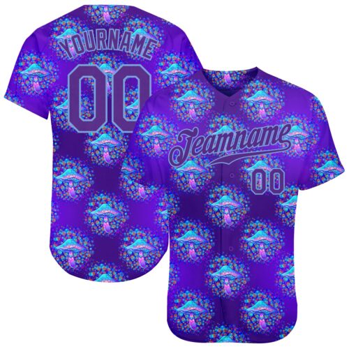 3DPattern0895 Custom 3D Pattern Design Magic Mushrooms Psychedelic Hallucination Authentic Baseball Jersey