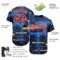 Custom Navy Red-White 3D Pattern Design Authentic Baseball Jersey