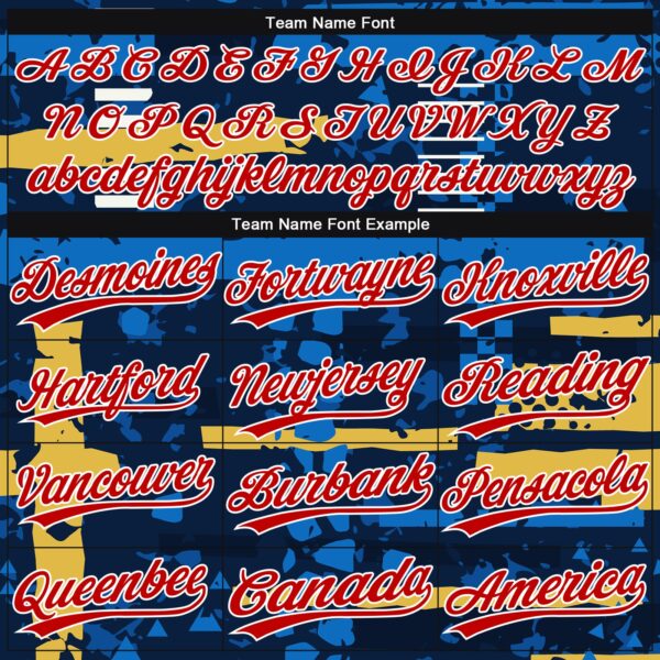 Custom Navy Red-White 3D Pattern Design Authentic Baseball Jersey