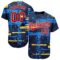 Custom Navy Red-White 3D Pattern Design Authentic Baseball Jersey