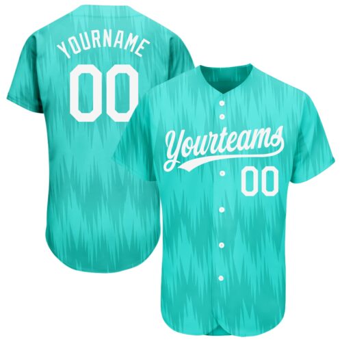 3DPattern1117 Custom Teal White 3D Pattern Design Authentic Baseball Jersey
