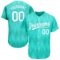 Custom Teal White 3D Pattern Design Authentic Baseball Jersey