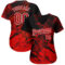 Custom Black Red-White 3D Pattern Design Authentic Baseball Jersey