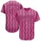Custom Pink Pink-Black 3D Pattern Design Authentic Baseball Jersey