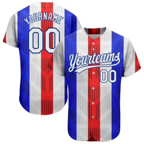 3DPattern1139 Custom White White Royal-Red 3D Pattern Design Authentic Baseball Jersey