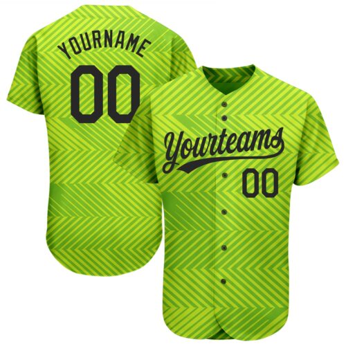 3DPattern1141 Custom Neon Green Black 3D Pattern Design Authentic Baseball Jersey