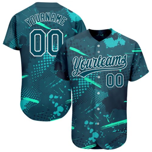 3DPattern1147 Custom Green Green-Aqua 3D Pattern Design Authentic Baseball Jersey