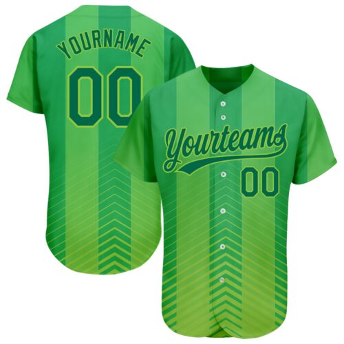 3DPattern1149 Custom Neon Green Kelly Green 3D Pattern Design Authentic Baseball Jersey