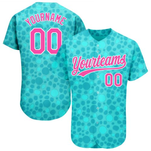 3DPattern1154 Custom Aqua Pink-White 3D Pattern Design Authentic Baseball Jersey