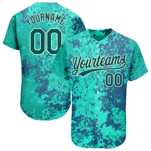 3DPattern1156 Custom Teal Midnight Green-Cream 3D Pattern Design Authentic Baseball Jersey