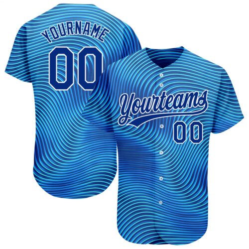 3DPattern1157 Custom Light Blue Royal-White 3D Pattern Design Authentic Baseball Jersey
