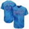 Custom Light Blue Royal-White 3D Pattern Design Authentic Baseball Jersey