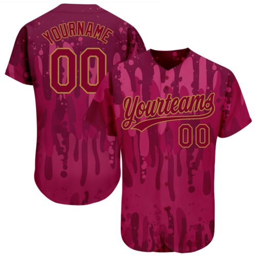 3DPattern1161 Custom Crimson Crimson-Old Gold 3D Pattern Design Authentic Baseball Jersey