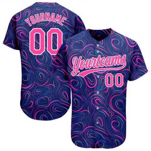 3DPattern1163 Custom Navy Pink-White 3D Pattern Design Authentic Baseball Jersey
