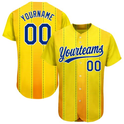 3DPattern1165 Custom Gold Royal-Orange 3D Pattern Design Authentic Baseball Jersey