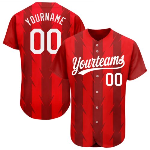 3DPattern1166 Custom Red White 3D Pattern Design Authentic Baseball Jersey