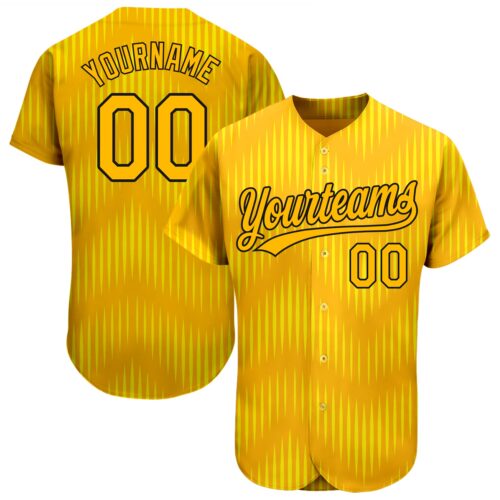 3DPattern1174 Custom Gold Gold-Black 3D Pattern Design Authentic Baseball Jersey