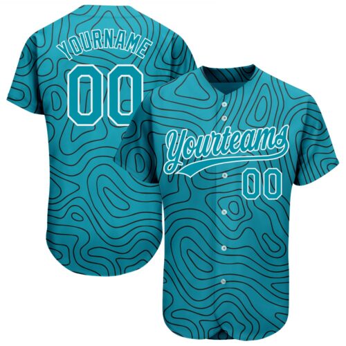3DPattern1178 Custom Teal Teal-Black 3D Pattern Design Authentic Baseball Jersey