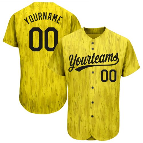 3DPattern1182 Custom Gold Black 3D Pattern Design Authentic Baseball Jersey