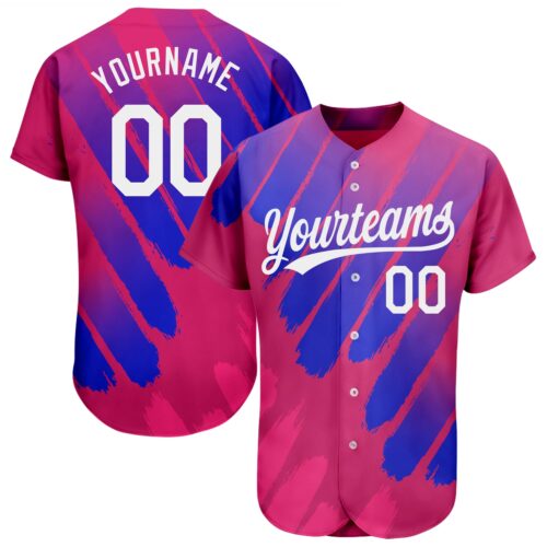 3DPattern1183 Custom Pink White-Royal 3D Pattern Design Authentic Baseball Jersey