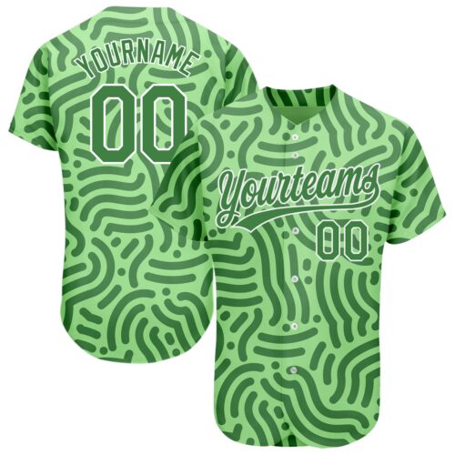 3DPattern1184 Custom Neon Green Kelly Green-White 3D Pattern Design Authentic Baseball Jersey