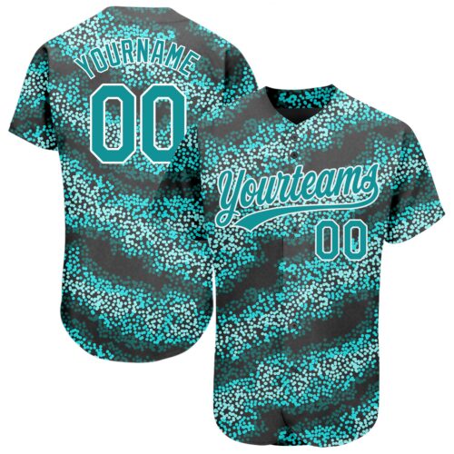 3DPattern1186 Custom Teal Teal-Black 3D Pattern Design Authentic Baseball Jersey