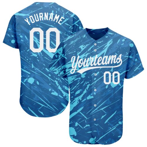 3DPattern1189 Custom Royal White-Light Blue 3D Pattern Design Authentic Baseball Jersey