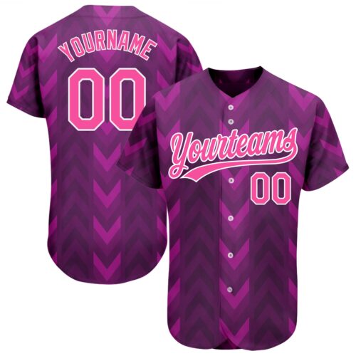 3DPattern1196 Custom Purple Pink-White 3D Pattern Design Authentic Baseball Jersey