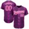Custom Purple Pink-White 3D Pattern Design Authentic Baseball Jersey