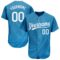 Custom Light Blue White 3D Pattern Design Authentic Baseball Jersey