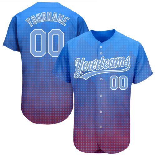 3DPattern1208 Custom Royal Light Blue-Red 3D Pattern Design Authentic Baseball Jersey