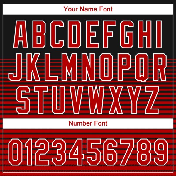 Custom Black Red-White 3D Pattern Design Authentic Baseball Jersey