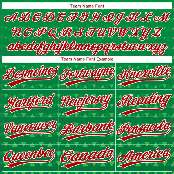 Custom Kelly Green Red-White 3D Pattern Design Authentic Baseball Jersey