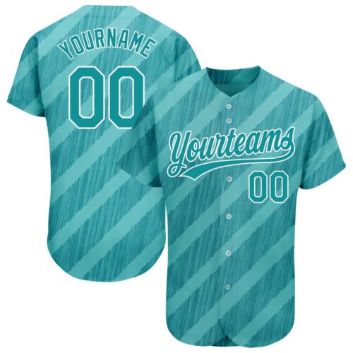 3DPattern1212 Custom Aqua Teal-White 3D Pattern Design Authentic Baseball Jersey
