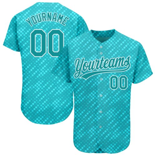 3DPattern1213 Custom Aqua Teal-White 3D Pattern Design Authentic Baseball Jersey